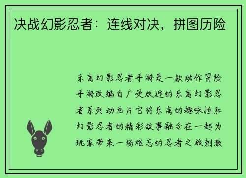 决战幻影忍者：连线对决，拼图历险